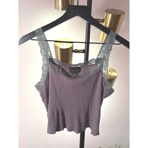 Licorice Y2K top mauve tank ribbed sage green lace crop comfort loungewear jeans
